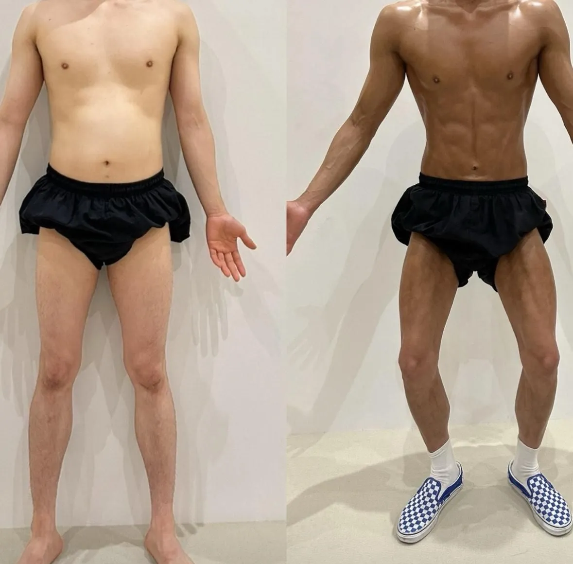 같은 자리에서 찍은 회원 전신 전후 비교
